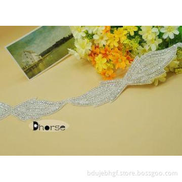 Butterfly Design Clear Crystal Rhinestone Beaded Trim For W